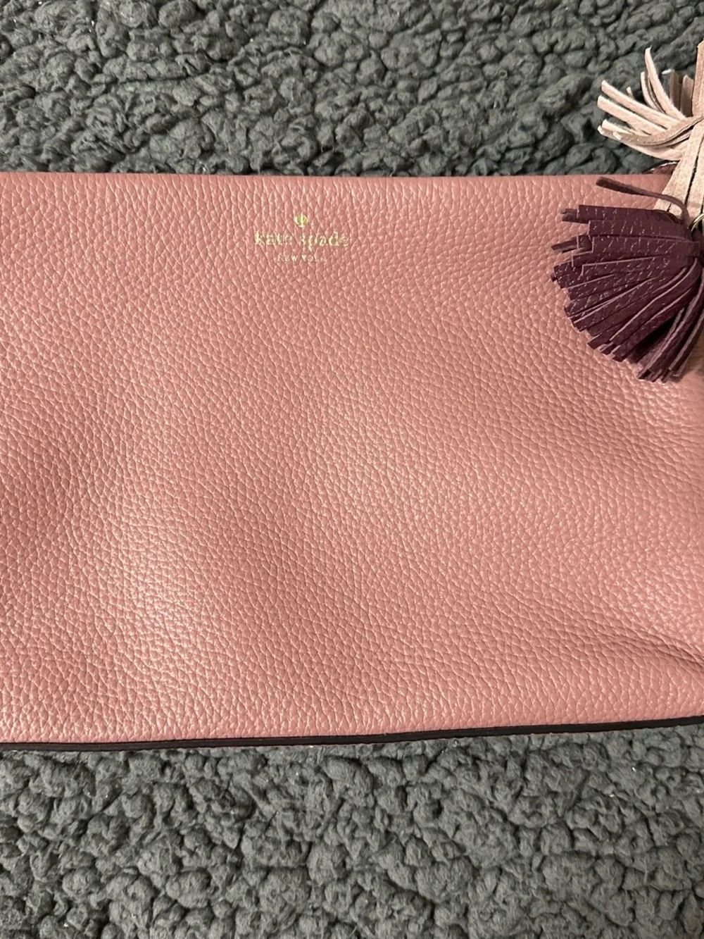 kate spade Dusty Rose Pebbled Leather Tassel Zip Clutch